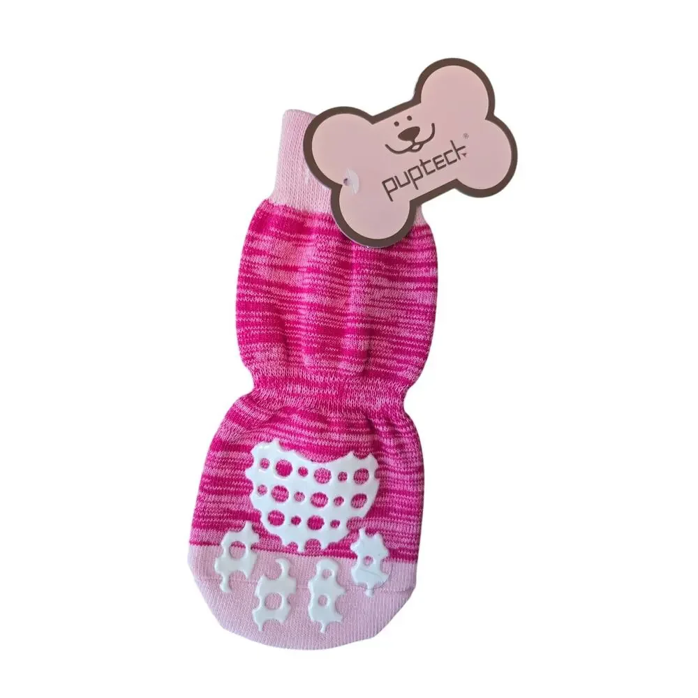 Pupteck Dog Socks Paw Protectors w/Grippers Color:Fuschia Size: XL